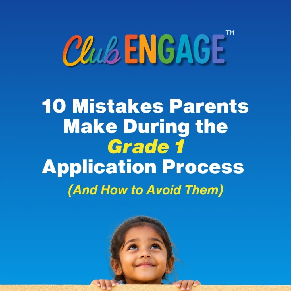 Parent helping a young child prepare for Grade 1 school applications